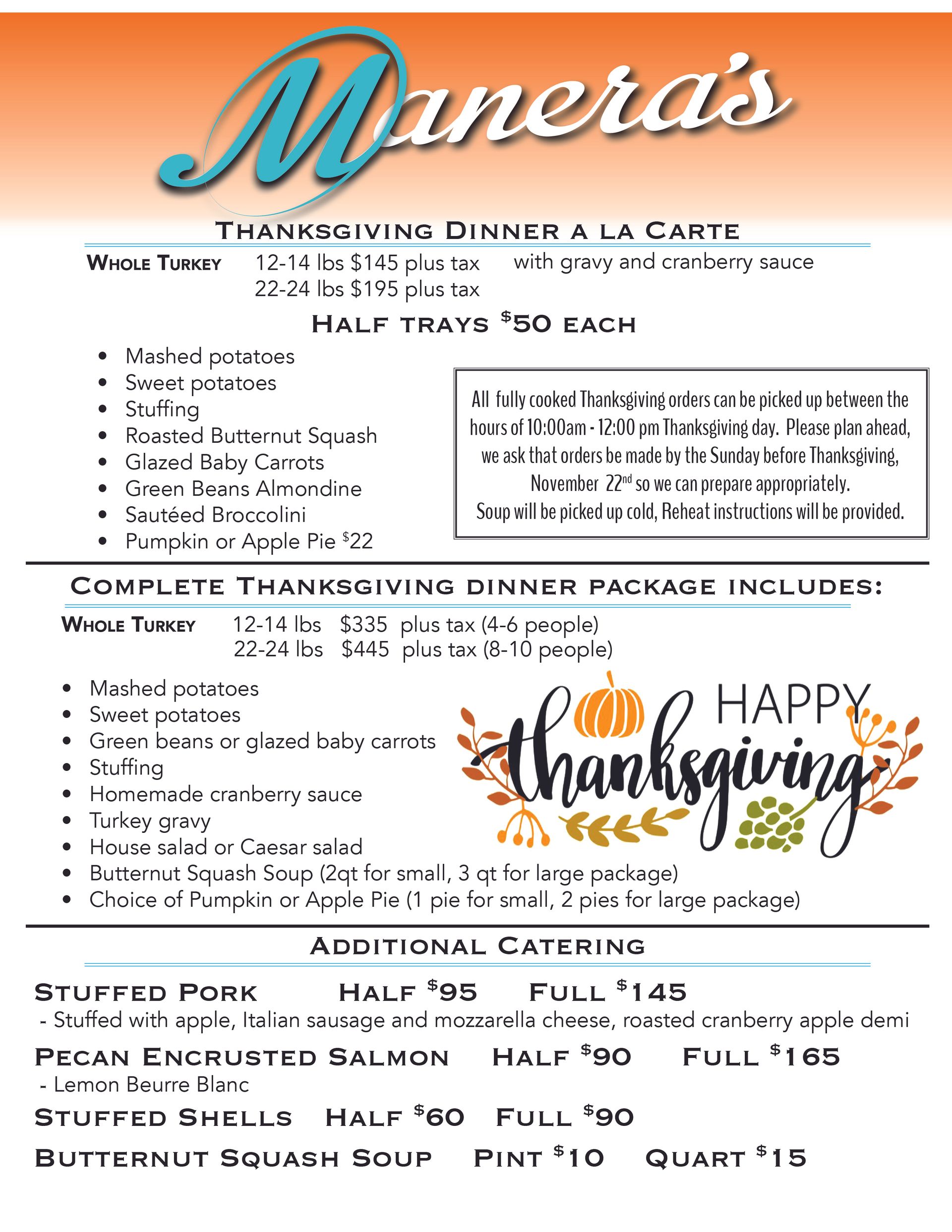 Manderas Father’s Day brunch poster with buffet menu and steak, seafood, and chicken dishes