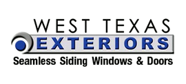 Logo for West Texas Exteriors, a company that sells seamless siding, windows, and doors.