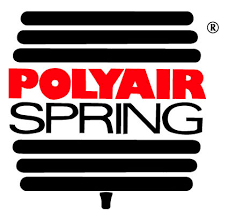 The Polyair Spring logo features the brand name in red and black stacked text over a stylized, black air spring graphic.