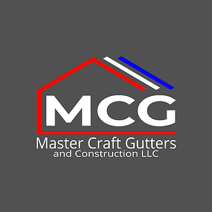 MCG Master Craft Gutters and Construction LLC logo with red, white, and blue roof icon on gray background