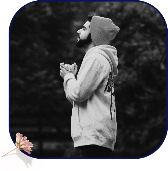 A man at peace reflecting amidst nature