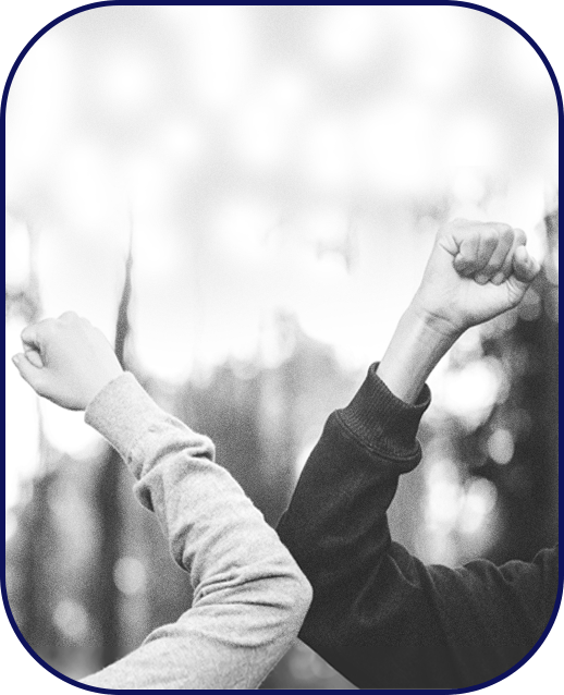 Elbow to elbow to symbolize solidarity and partnership