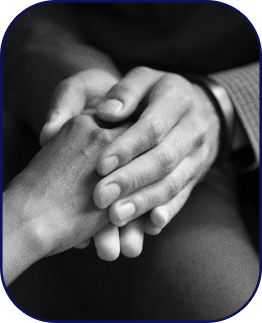 Hands comforting and easing a person's anxiety