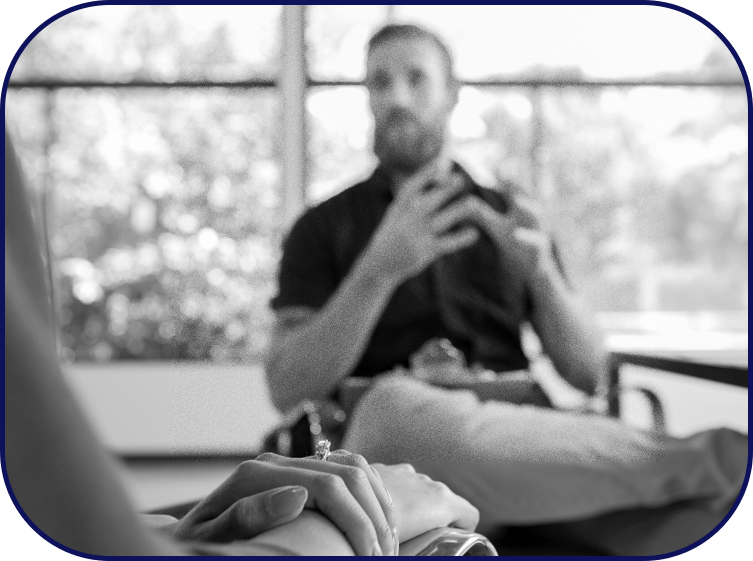 Man in a safe and comforting therapy session