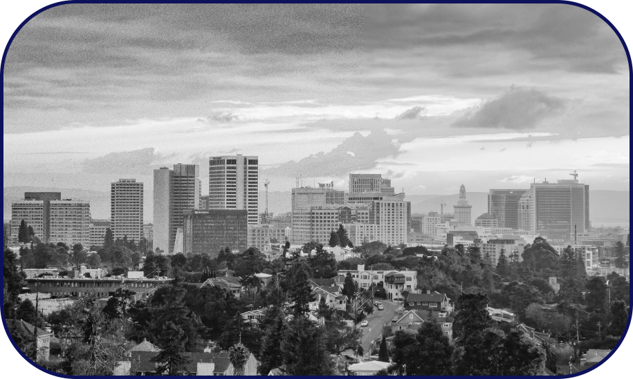 Overlooking view of sunset in Oakland CA