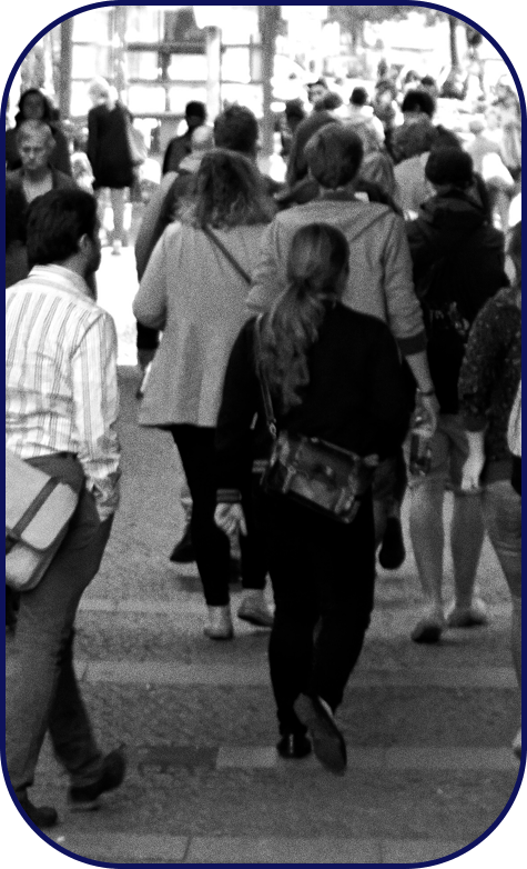 People walking on the street to represent community