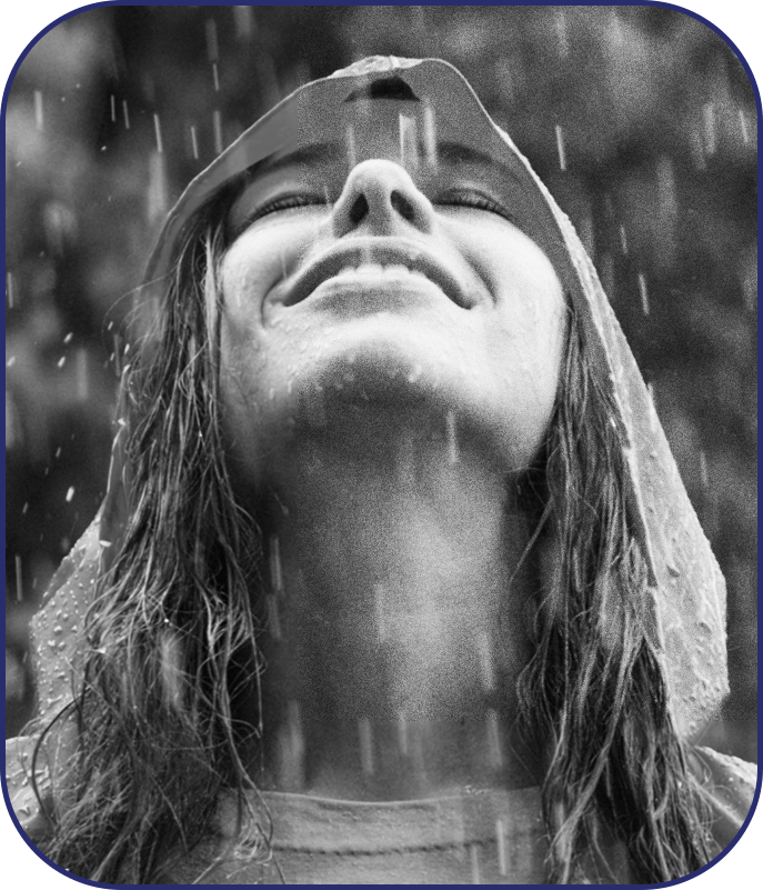 Woman smiling in the rain
