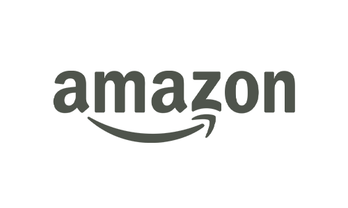The amazon logo is gray and has a smile on it.