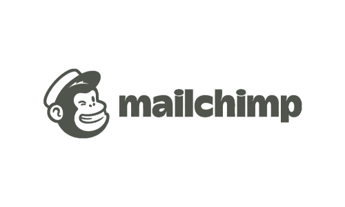 A black and white logo for mailchimp with a monkey wearing a hat.