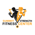 The logo for summit strength fitness center shows a man and a woman lifting dumbbells.