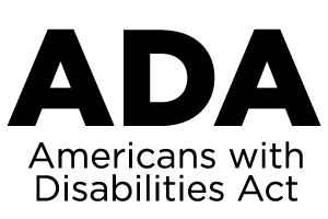 The ada logo is black and white and says `` americans with disabilities act ''.