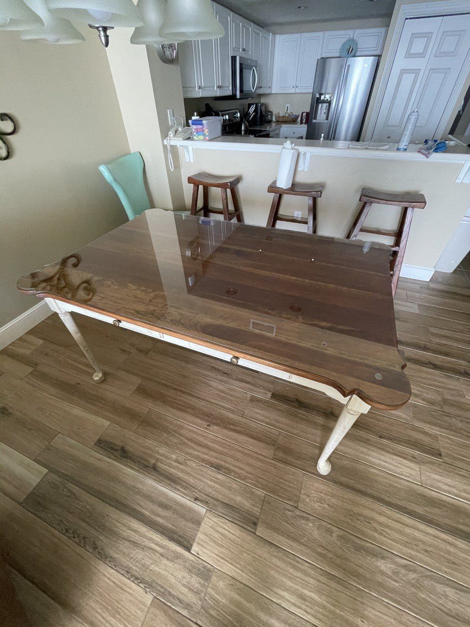 custom fitted glass table topper 
