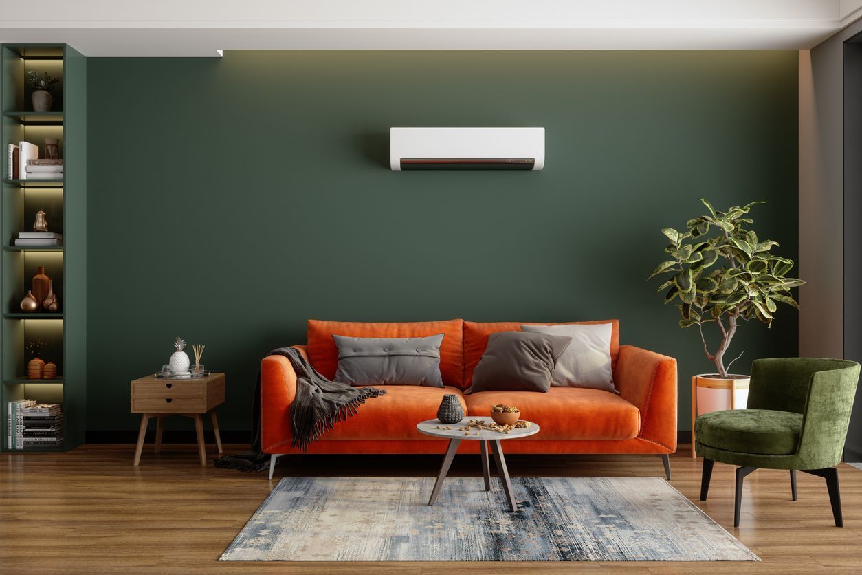 Living room with a ductless mini split installed by Houston Admiral.