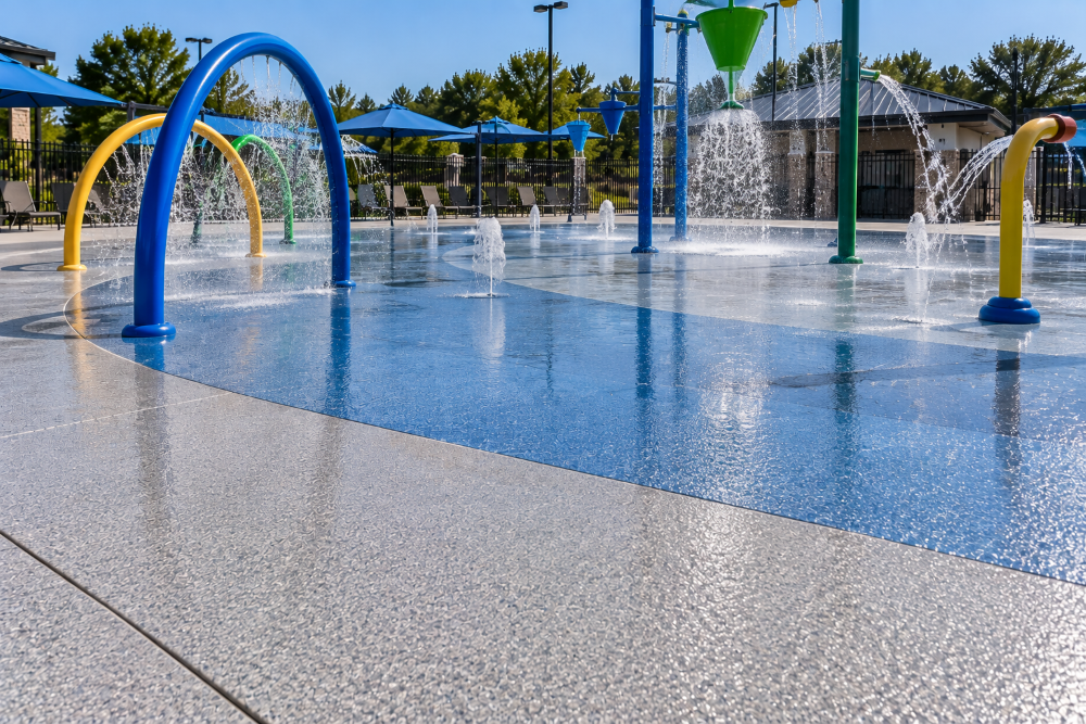 Picture of a splash pad area that has been coated.