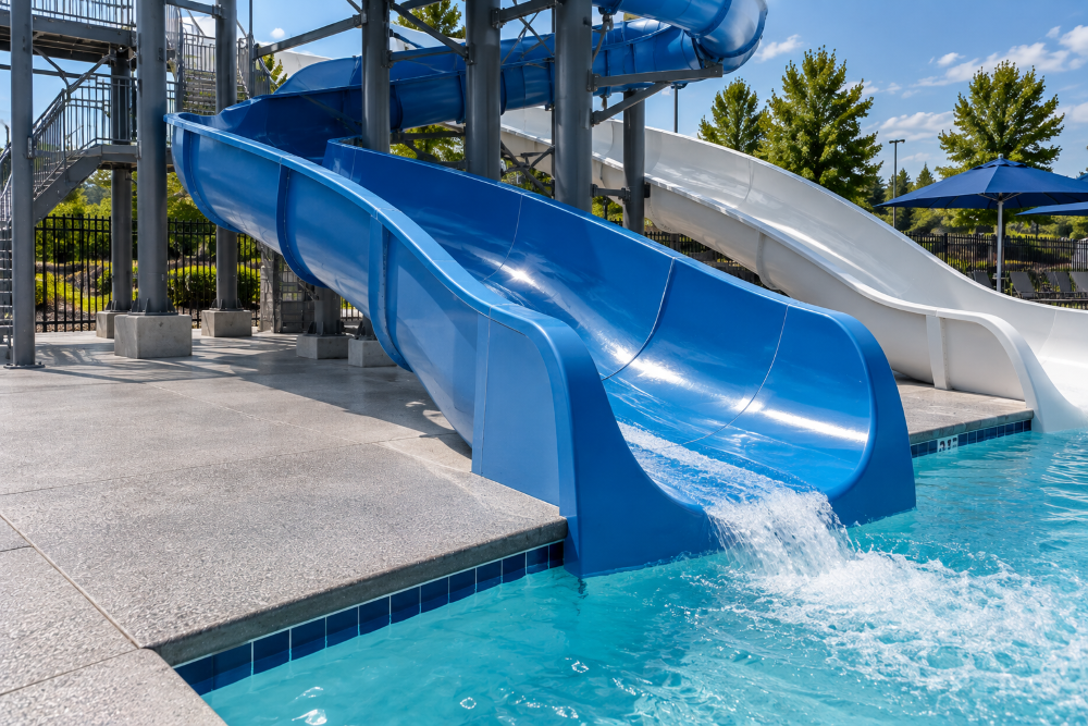 Picture of a Waterslide that has been refinished.
