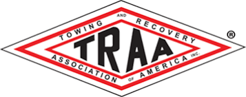 TRAA logo with black and red diamond-shaped emblem reading “Towing and Recovery Association of America”