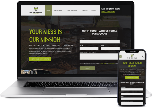 Laptop and phone displaying website for 