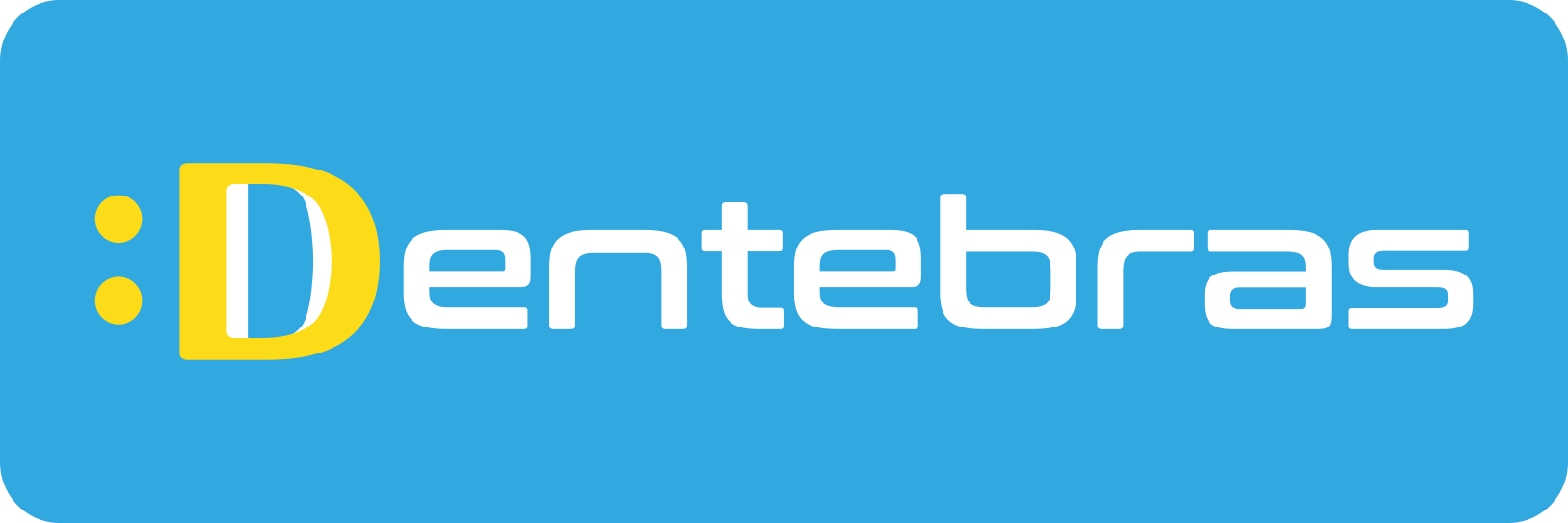 Logotipo da Dentebras em amarelo e branco sobre fundo azul.