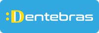 Logotipo da Dentebras em amarelo e branco sobre fundo azul.