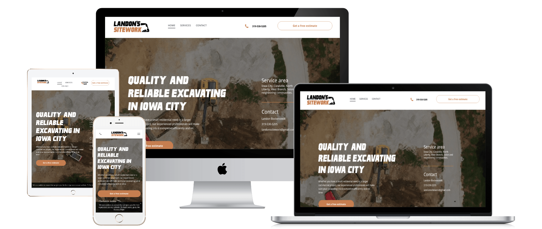 Website mockup for local excavating company | No Coast Marketing