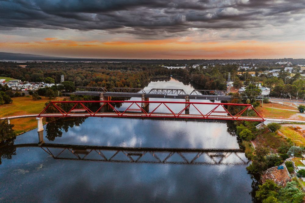 Red Bridge Over River — Embroidery in Penrith, NSW