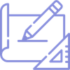 Blueprint with pencil and ruler, drawing design.
