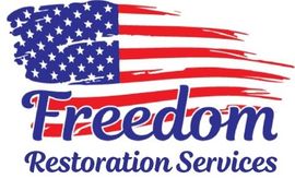 Freedom Restoration Services Logo of Freedom Restoration Services with an American flag and blue cursive text.