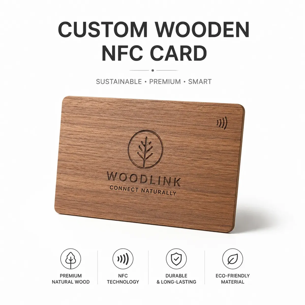 Custom Wooden NFC Smart Card with Logo Printing