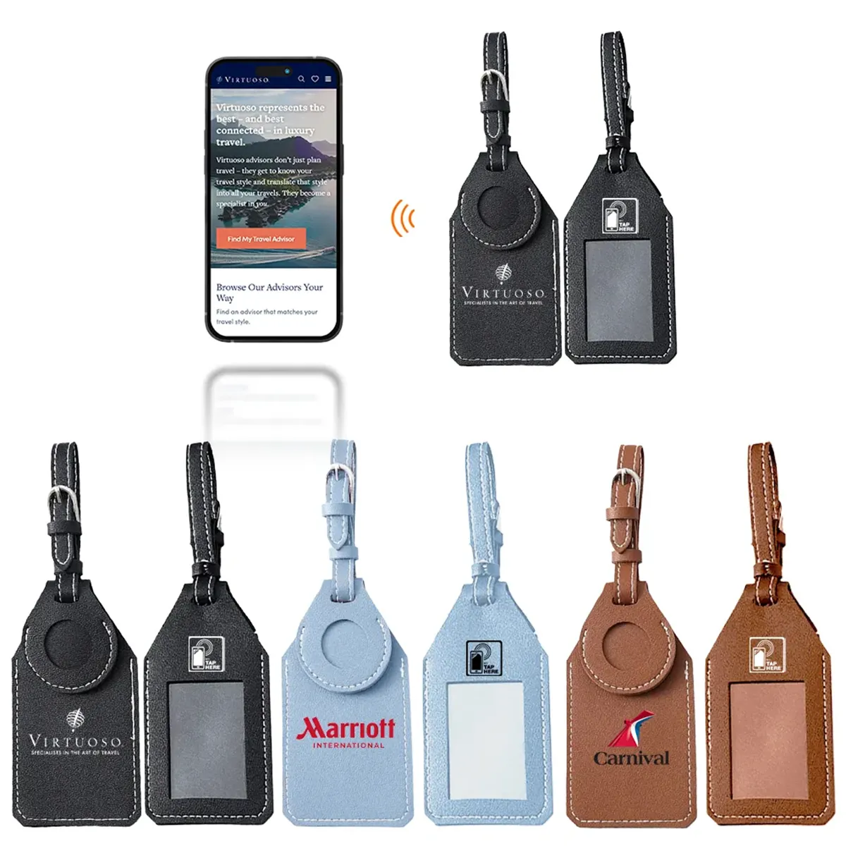 SmartTap Leather NFC & AirTag Luggage Tag