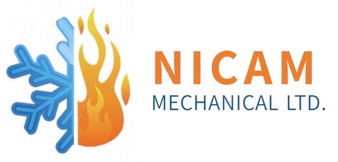 A logo for nicam mechanical ltd. with a snowflake and fire
