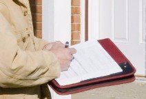 Person Completing Lead Paint Testing Paperwork
