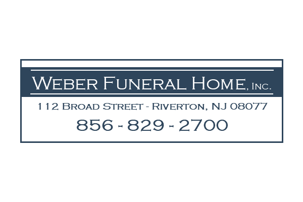 Weber Funeral Home, Inc. sign with address in Riverton, NJ and phone number 856-829-2700