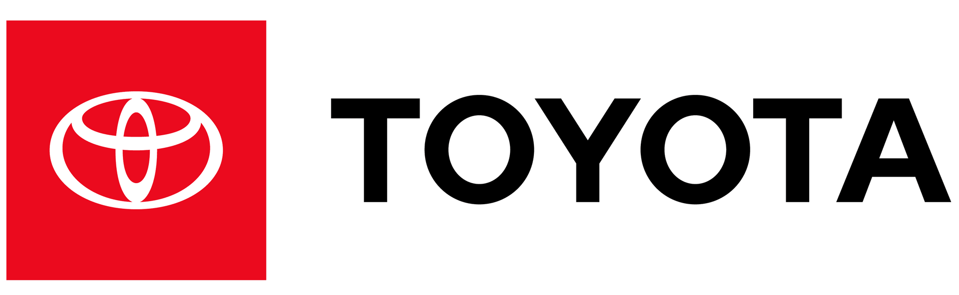 Toyota logo: red square with Toyota emblem, black 