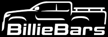 White line art of a pickup truck with the text