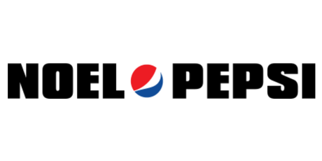 NOEL PEPSI logo in black, with a red-and-blue Pepsi globe replacing the O