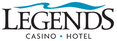 The legends casino hotel logo has a blue wave on it.