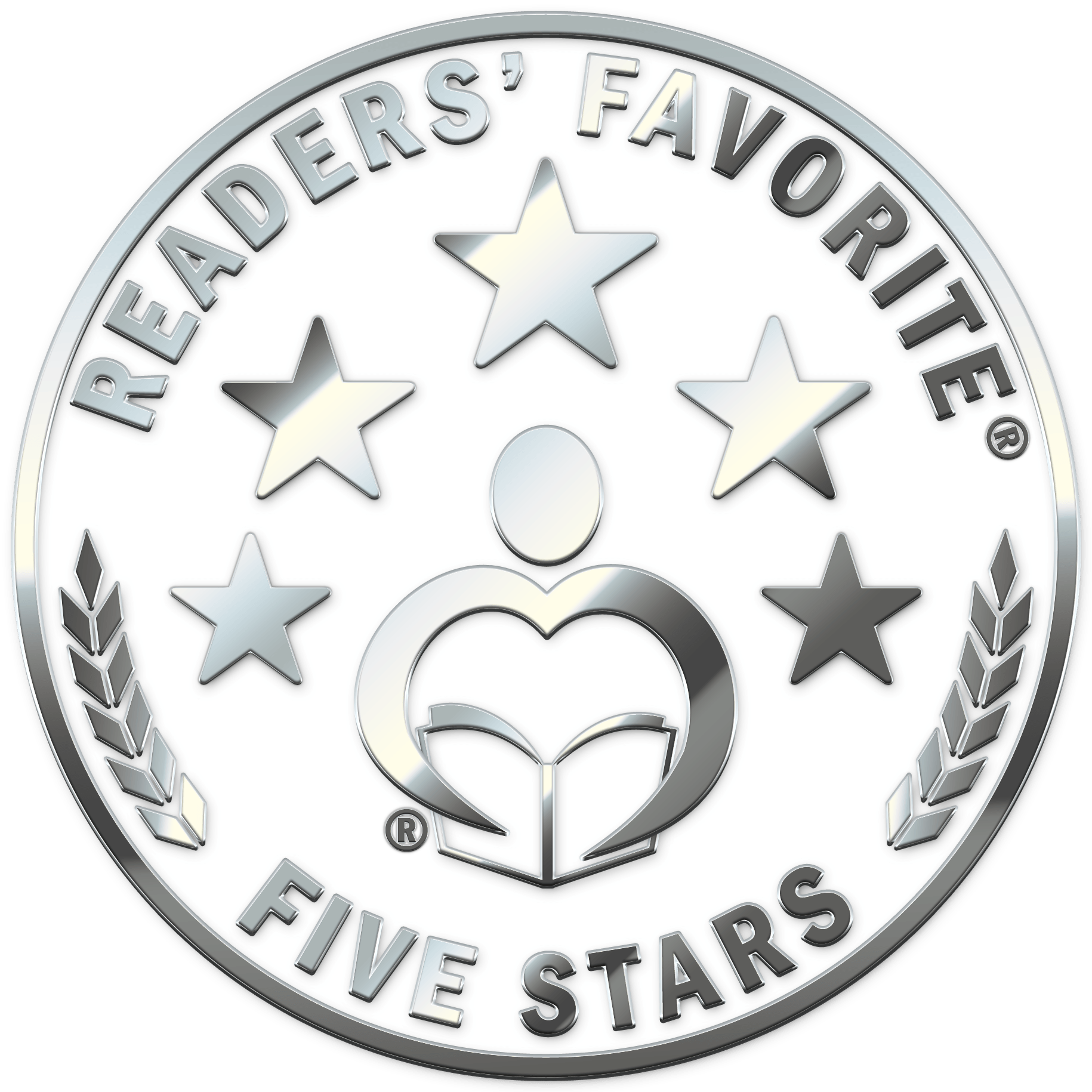 A silver coin that says readers favorite five stars