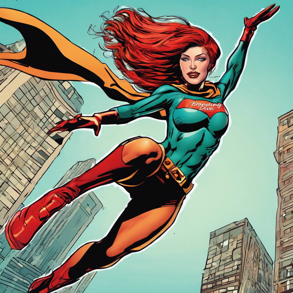 A woman in a superhero costume is flying through the air