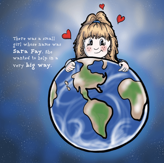 A cartoon of a girl holding a globe with the words