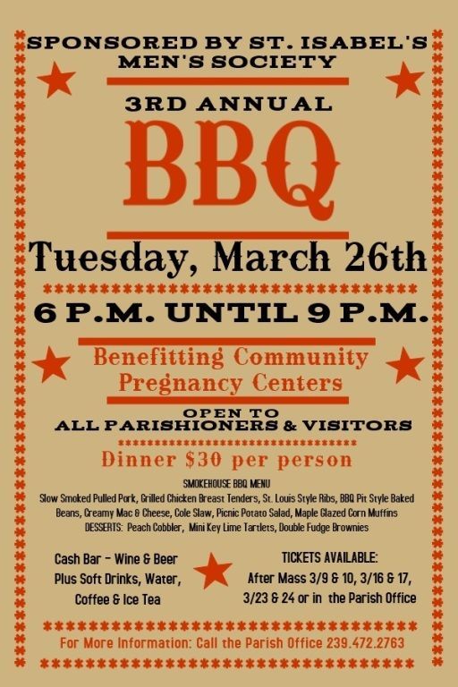 Annual BBQ Dinner Sponsored by the Men's Society