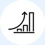 Icon showing an increasing line over a bargraph