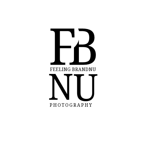 The logo for feeling brand nu photography is black and white.