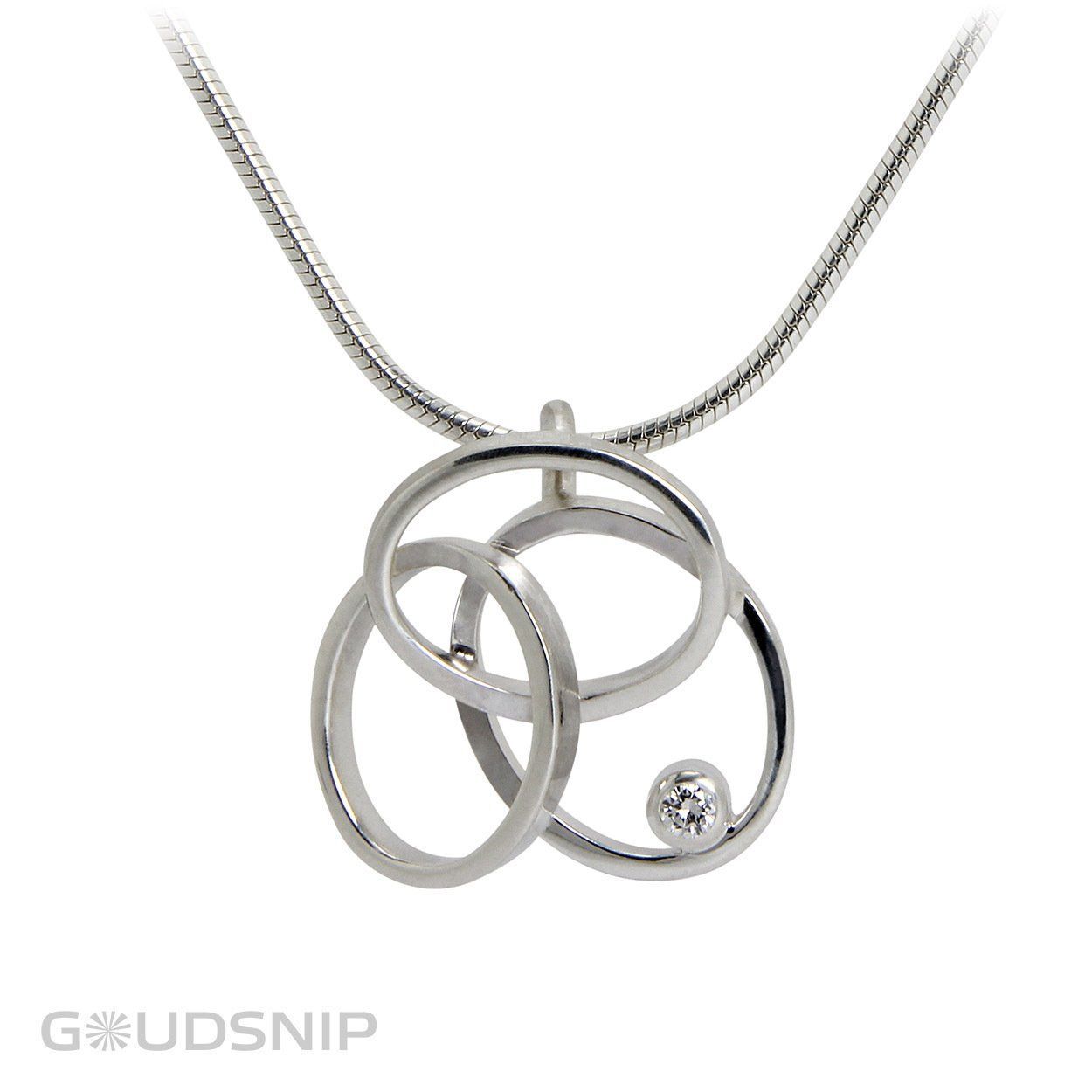 Zilveren hanger met diamant