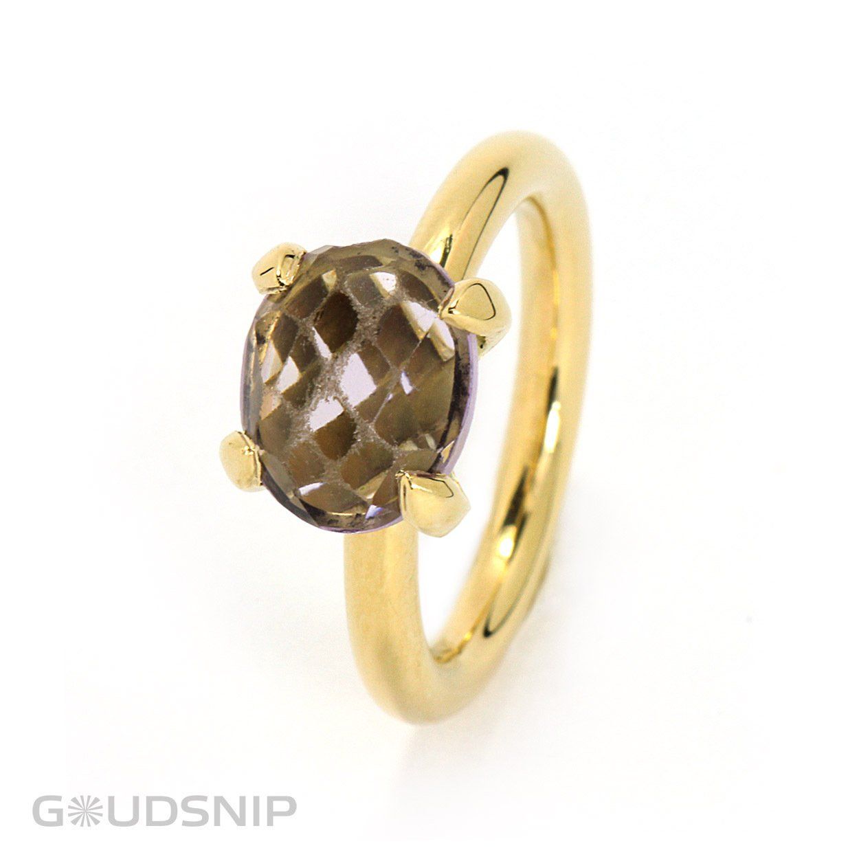 Gouden ring met rookkwarts
