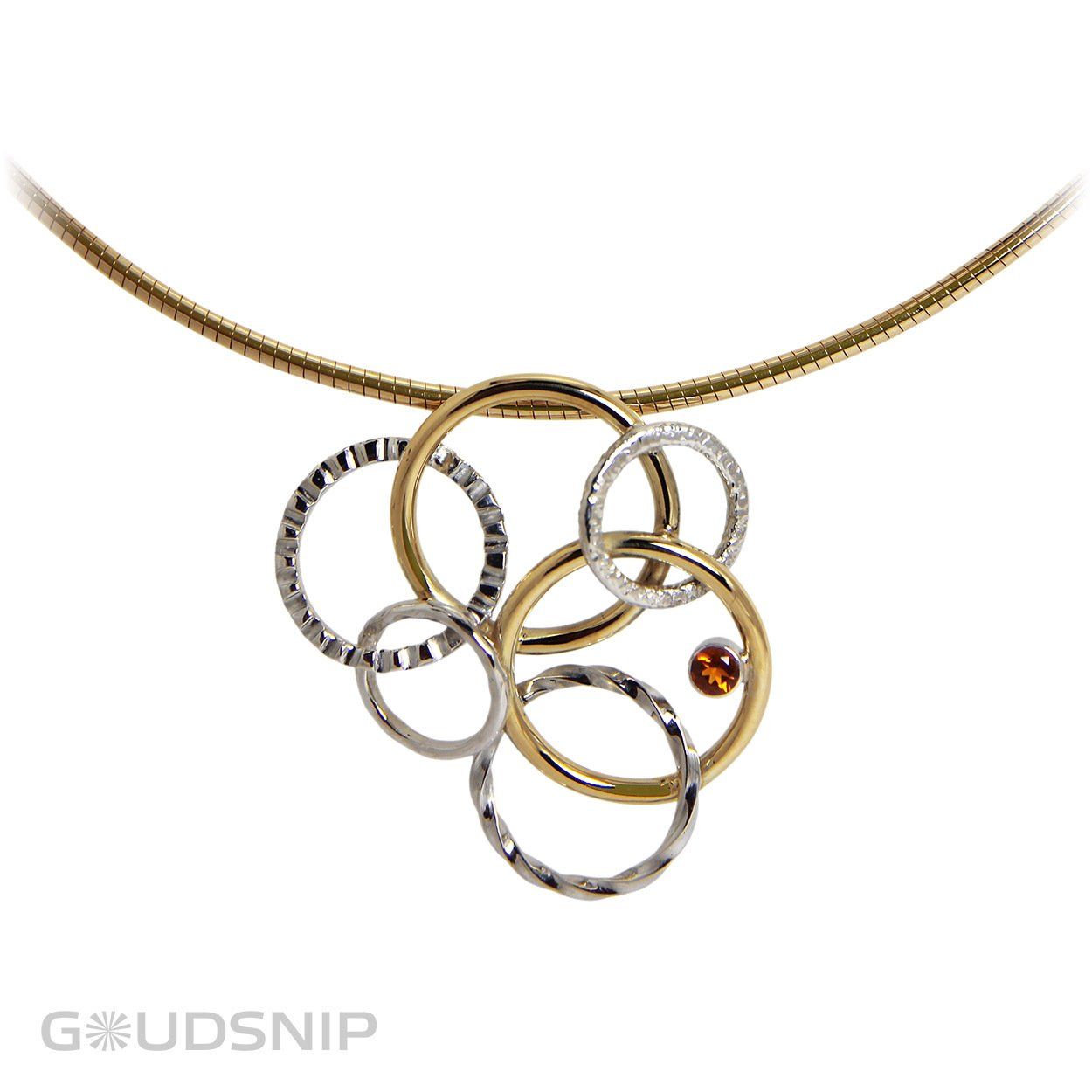 Hanger van goud, zilver en citrien