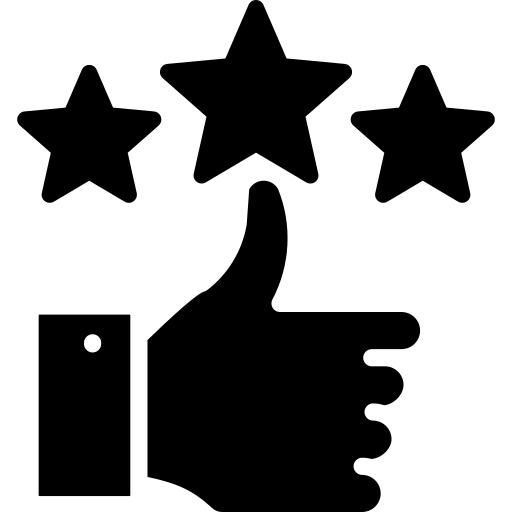 A thumbs up with three stars free icon