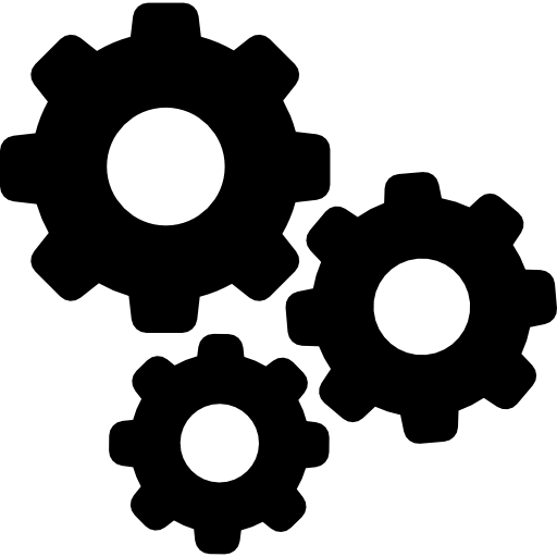 Three gears with circles in the middle free icon