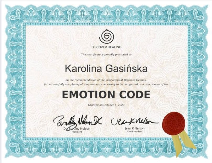 Karolina Gasińska, Certified Emotion, Body & Belief Code Practitioner