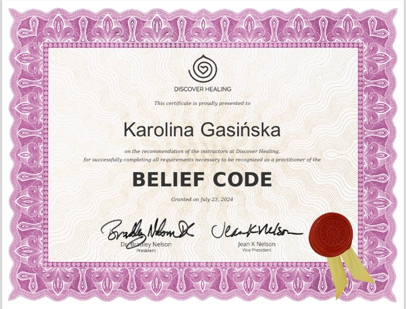 Karolina Gasińska, Certified Emotion, Body & Belief Code Practitioner