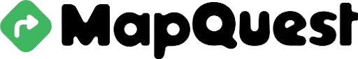 A black and green logo for mapquest on a white background